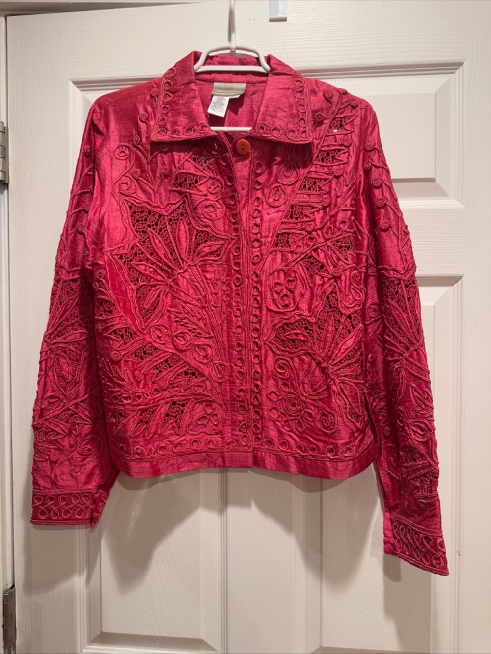 Vintage Coldwater Creek Women's Embroidered Pink Jacket